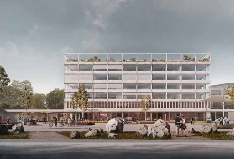 Zdjęcie przedstawia projekt nowego budynku Wydziału Psychologii Uniwersytetu Warszawskiego.