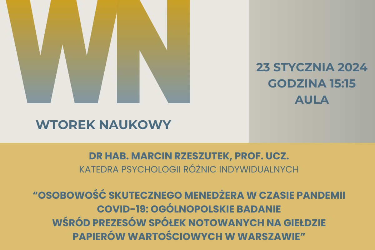 zaproszenie na wtorek naukowy 23 stycznia 2024 o godz. 15:15